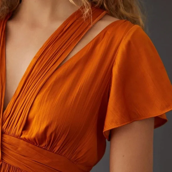 By Anthropologie deep v-neck vibrant mini dress - Picture 3 of 9